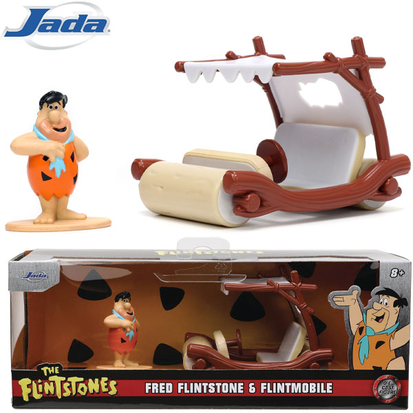 Jada Toys Hollywood Rides The Flintstones  - Flintmobile with Fred Flintstone 1/32 Scale Diecast Vehicle